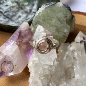 Rose Quartz Silver Wire Wrapped Nest Ring